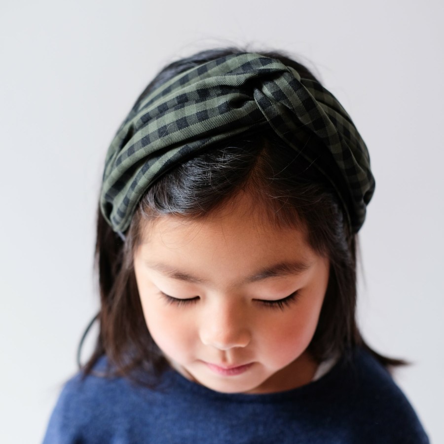 Hair Mimi and Lula | Forest Green Gingham Wide Alice Band